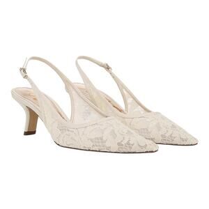 Sam Edelman Women's Bianka Slingback Mesh Heel Pumps Ivory Size 9 1/2